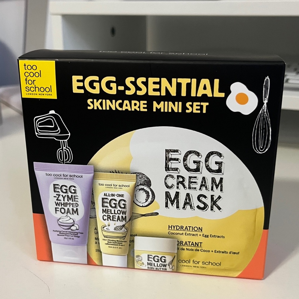 Too Cool for School Egg-Ssential Skincare Mini Set - Black and Yellow